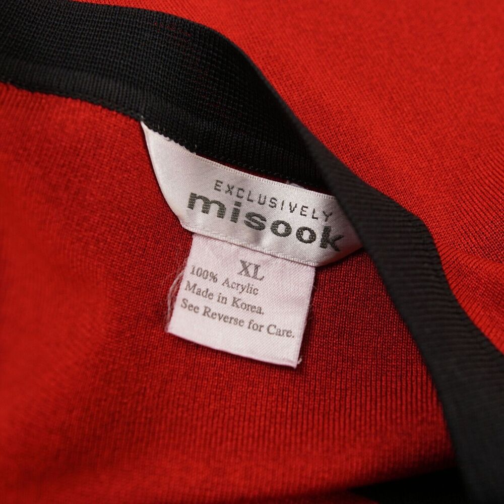 Misook Red Black Colorblock Striped Button Knit Jacket Womens Sz XL - Picture 7 of 7